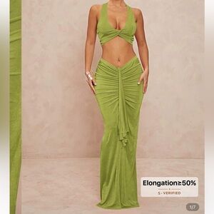 Elegant Green Maxi Skirt set
